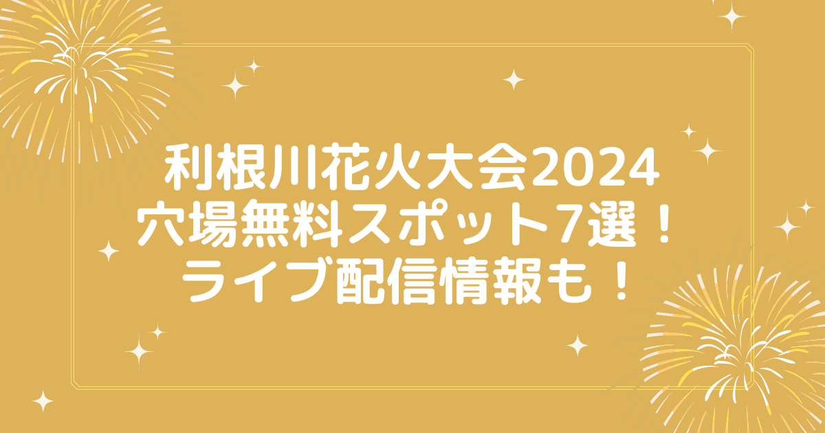 利根川花火大会2024穴場無料スポット6選！ライブ配信情報も！